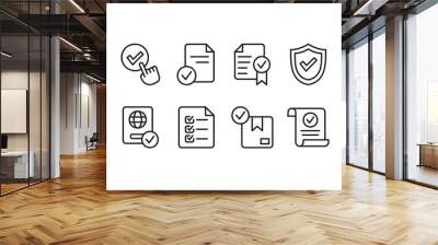 Approve icon set. Vector graphic illustration. Suitable for website design, logo, app, template, and ui.  Wall mural